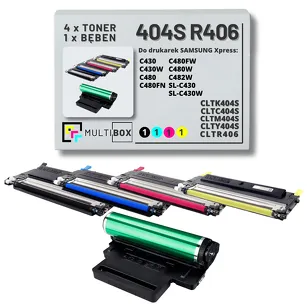 5-PAK Multibox 4x Toner + 1x Bęben do SAMSUNG 404S CLTR406 Xpress C430 C480 C482 1.5K/1K/16K CMYK zamiennik