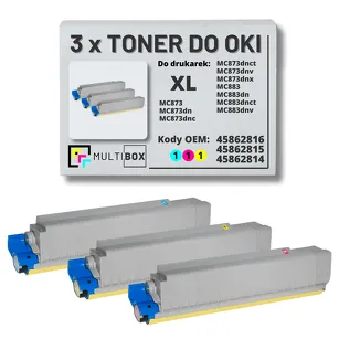 3-PAK Multibox Toner do OKI MC873 MC883 XL cyan/magenta/yellow zamiennik
