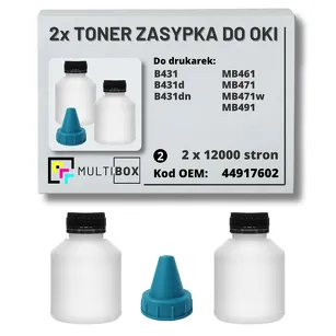 2-PAK Multibox Tonery zasypki do OKI B431 MB491 44917602 2x12,0K