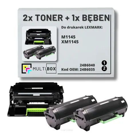 3-PAK Multibox 2x Toner + 1x Bęben do LEXMARK M1145 XM1145 24B6035 24B6040 2x16.0K/60.0K zamiennik