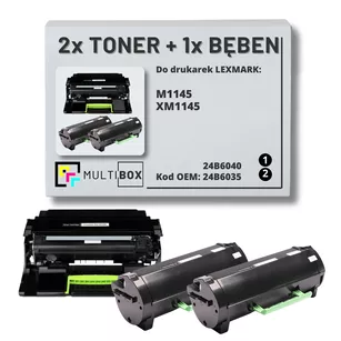 2x Toner + 1x Bęben do LEXMARK M1145 XM1145 24B6035 24B6040 2x16.0K/60.0K Multibox zamiennik