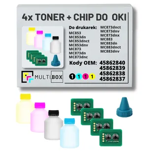4-PAK Multibox Tonery + chipy do OKI MC853 MC873 MC883 7,0K/3x7,3K