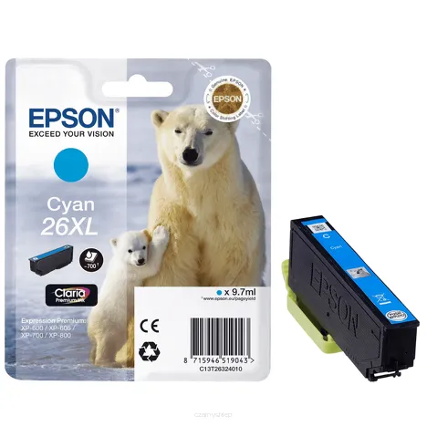 Epson tusz 26XL T2632 C13T26324012 oryginalny cyan