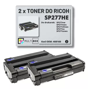 2-pak Toner do RICOH SP277HE 408160 Zamiennik Multibox