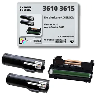 2x Toner + 1x Bęben do XEROX 3610 3615 106R02732 113R00773 2x25.3K/85.0K 3-pak Multibox zamiennik