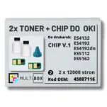 2-PAK Multibox Tonery + chipy V.1 do OKI ES4132 ES4192 ES5112 ES5162 45807116 2x12,0K - 2