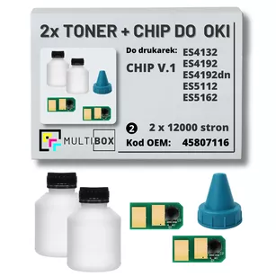 2-pak zestaw tonery + chipy V.1 do OKI ES4132 ES4192 ES5112 ES5162 45807116 2x12,0K Multibox