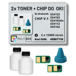 2-PAK Multibox Tonery + chipy V.1 do OKI ES4132 ES4192 ES5112 ES5162 45807116 2x12,0K