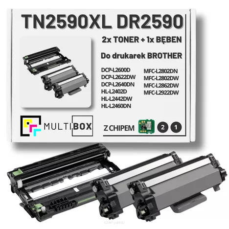 2x Toner do BROTHER TN2590XL + 1x Bęben DR2590 3-pak Multibox zamiennik Z CHIPEM