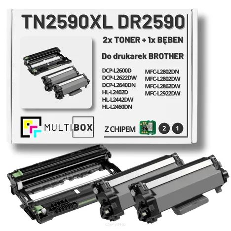 3-PAK Multibox 2x Toner + 1x Bęben do BROTHER TN2590XL DR2590 zamiennik Z CHIPEM