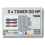 3-PAK Multibox Toner do HP 126A CMY CE311A CE312A CE313A zamiennik - 2