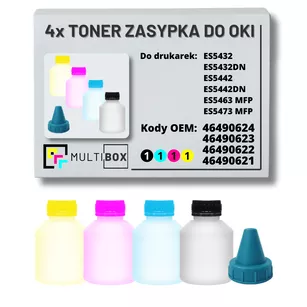 4-pak zestaw tonery zasypki do OKI ES5432 ES5442 ES5463 ES5473 7,0K/3x6,0K Multibox