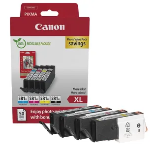 Canon oryginalny Tusz CLI581 XL 2052C006 4-pak oryginalny black/cyan/magenta/yellow + papier