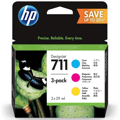 HP 711 tusz P2V32A oryginalny cyan / magenta / yellow 3-pak