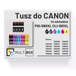 Tusz do CANON PGI580XL CLI581XL 14-pak black pigment / black / cyan / magenta / yellow / photo Blue zamiennik Multibox