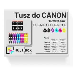 14-PAK Multibox Tusz do CANON PGI580XL CLI581XL  black pigment / black / cyan / magenta / yellow / photo Blue zamiennik