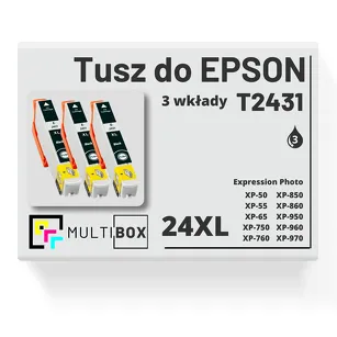 3-PAK Multibox Tusz do EPSON 24XL T2431 C13T24314010 black zamiennik