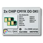 2-PAK Multibox zestaw Chipów do OKI B411 B431 MB461 MB471 MB491 MB491 44574702 2x3,0K - 2