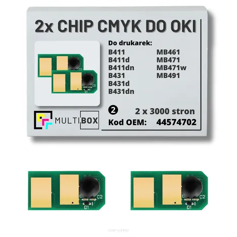 2-PAK Multibox zestaw Chipów do OKI B411 B431 MB461 MB471 MB491 MB491 44574702 2x3,0K