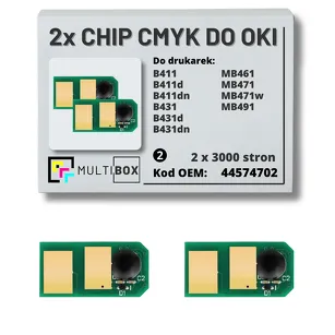 2-pak zestaw Chipów do OKI B411 B431 MB461 MB471 MB491 MB491 44574702 2x3,0K Multibox