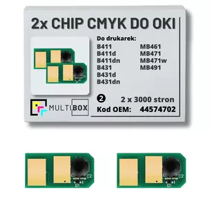 2-pak zestaw Chipów do OKI B411 B431 MB461 MB471 MB491 MB491 44574702 2x3,0K Multibox