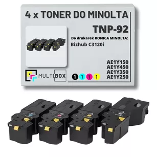 4-pak Toner do KONICA MINOLTA TNP92 AE1Y150 AE1Y450 AE1Y350 AE1Y250 BIZHUB C3120i 6.0K/3x4.0K CMYK Multibox zamiennik