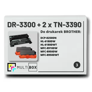 2x Toner do BROTHER TN3390 + 1x Bęben DR3300 3-pak Multibox zamiennik