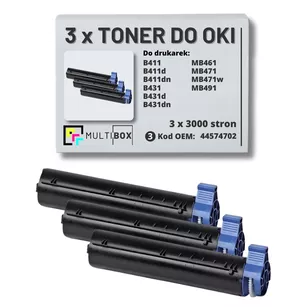 Toner do OKI B411 B431 MB461 MB471 MB491 44574702 3 pak zamiennik Multibox