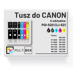 Tusz do CANON PGI520 CLI521 6-pak black pigment / black / cyan / magenta / yellow zamiennik Multibox