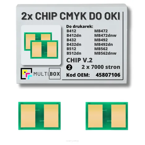 2-pak zestaw Chipów V.2 do OKI B412 B432 B512 MB472 MB492 MB562 45807106 2x7,0K Multibox