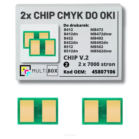 2-pak zestaw Chipów V.2 do OKI B412 B432 B512 MB472 MB492 MB562 45807106 2x7,0K Multibox