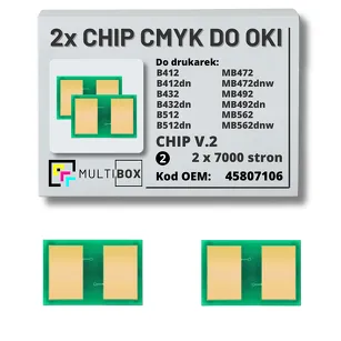 2-PAK Multibox zestaw Chipów V.2 do OKI B412 B432 B512 MB472 MB492 MB562 45807106 2x7,0K