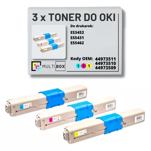 Toner do OKI ES3452 ES5431 ES5462 3-pak cyan/magenta/yellow zamiennik Multibox