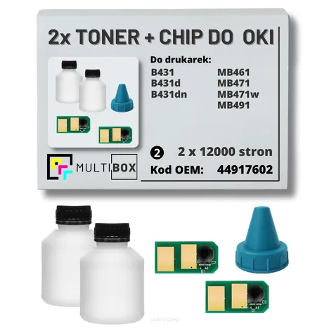 2-PAK Multibox Tonery + chipy do OKI B431 MB491 44917602 2x12,0K