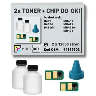 2-PAK Multibox Tonery + chipy do OKI B431 MB491 44917602 2x12,0K