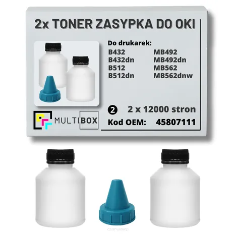 2-PAK Multibox Tonery zasypki do OKI B432 B512 MB492 MB562 45807111 2x12,0K