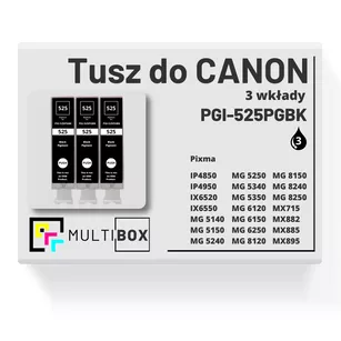 Tusz do CANON PGI525PGBK 3-pak black pigment zamiennik Multibox