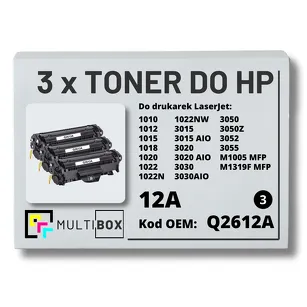 3-PAK Multibox Toner do HP Q2612A 12A 1010 1012 Zamiennik