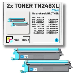 2-PAK Multibox Toner do BROTHER TN248XLC Cyan zamiennik