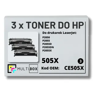 3-PAK Multibox Toner do HP CE505X 05X P2050 P2055 Zamiennik