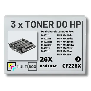 3-PAK Multibox Toner do HP CF226X 26X M402 M426 Zamiennik
