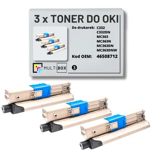 3-PAK Multibox Toner do OKI C332 MC363 46508712 XL black zamiennik
