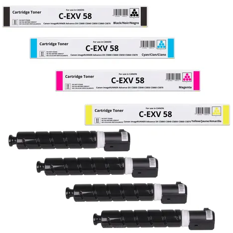 4-PAK Zamiennik Toner do Canon CEXV58 3763C002 3764C002 3765C002 3766C002 iRA DXC5840i DXC5850i DXC5860i DXC5870i CMYK