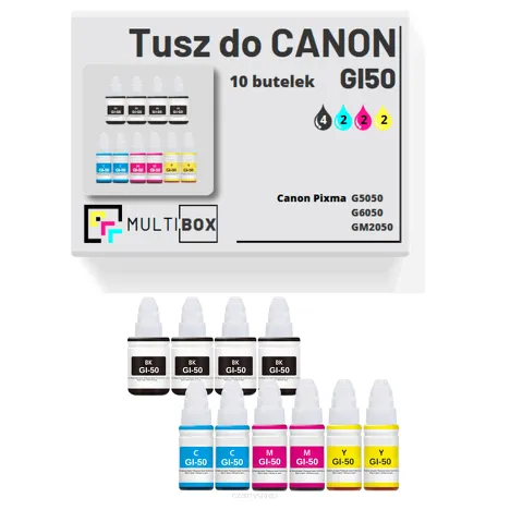 Tusz do CANON GI50 10-pak black / cyan / magenta / yellow zamiennik Multibox