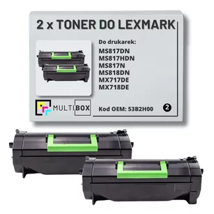 2-pak Toner do LEXMARK MS817 MS818 53B2H00 2x25.0K Multibox zamiennik