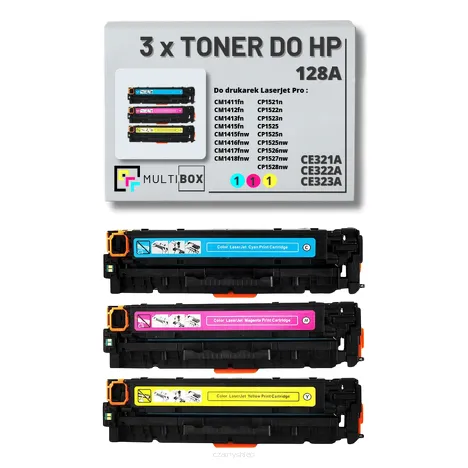 Toner do HP 128A 3-pak CMY CE321A CE322A CE323A zamiennik Multibox