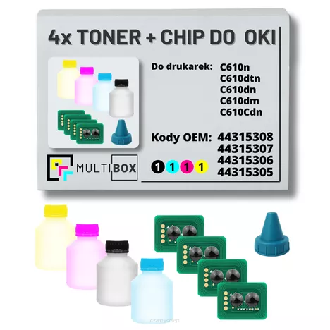 4-pak zestaw tonery + chipy do OKI C610 8,0K/3x6,0K Multibox