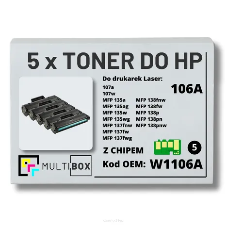 5-PAK Multibox Toner do HP W1106A Laser 106A 107a 135a 137wg 138fw zamiennik