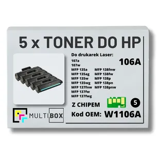5-PAK Multibox Toner do HP W1106A Laser 106A 107a 135a 137wg 138fw zamiennik