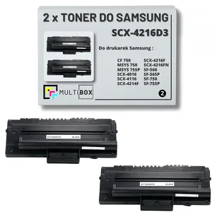 2-PAK Multibox Toner do SAMSUNG SCX4216 SCX4216D3 3K Zamiennik